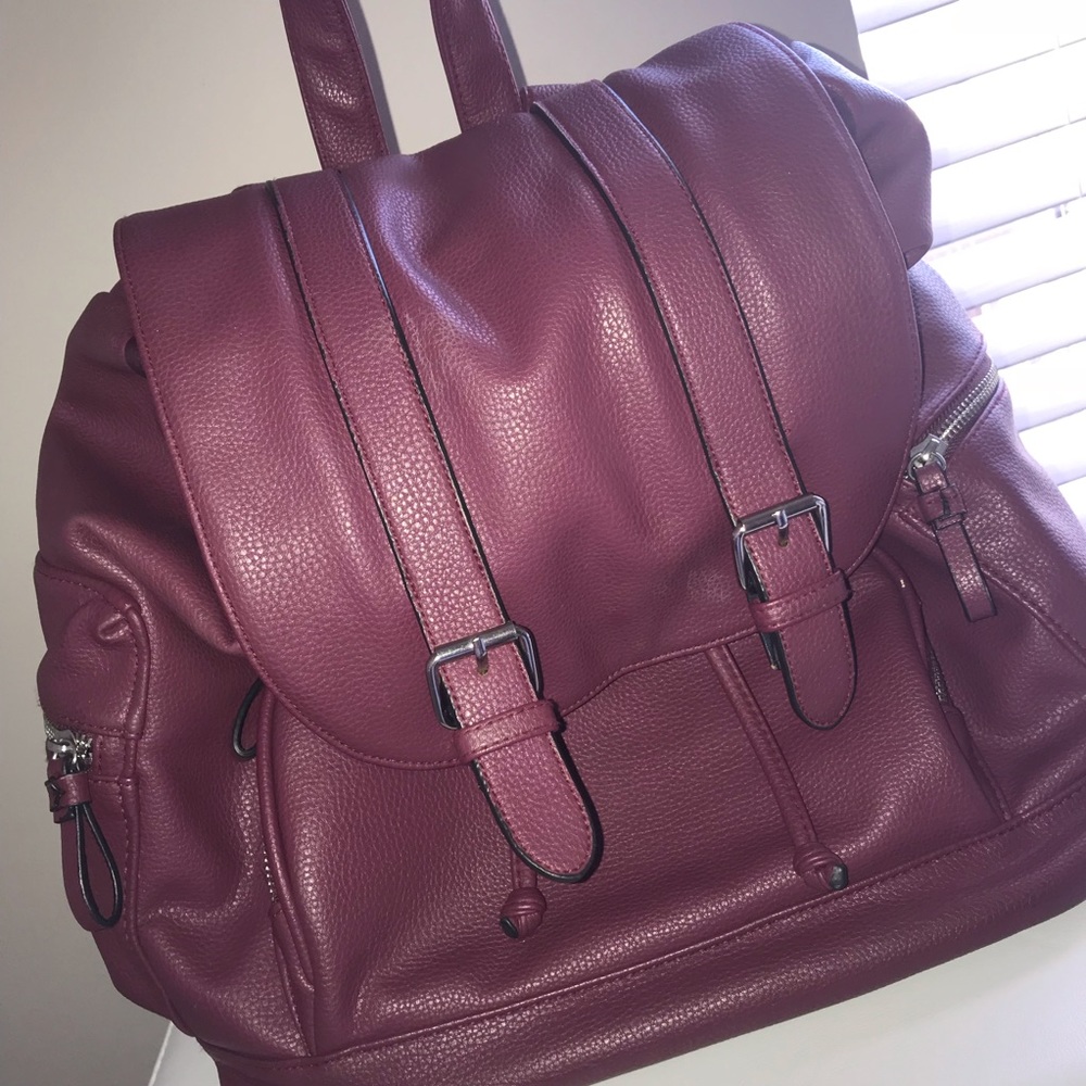 Burgundy leather backpack